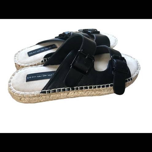 Steve Madden Steven  Black Lapis Espadrille Leather Platform Sandal 8M Bohemian