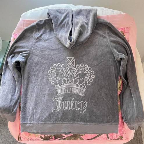 Juicy Couture y2k true vintage  velour grey zip up track jacket hoodie