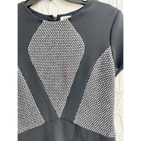 L'Agence  Short Sleeve Geometric Sheath Mini Dress Black Women's Size US 8