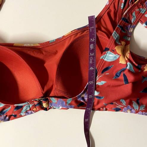 Modcloth  Red Floral Tie Strap Swim Suit Top