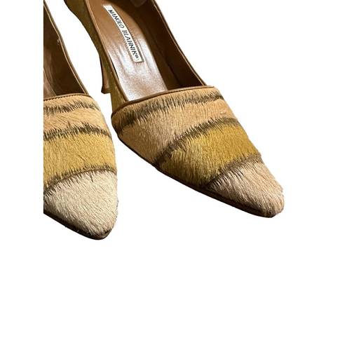 Manolo Blahnik  Plezek calf camel Nolo 90 heels size 38 $585