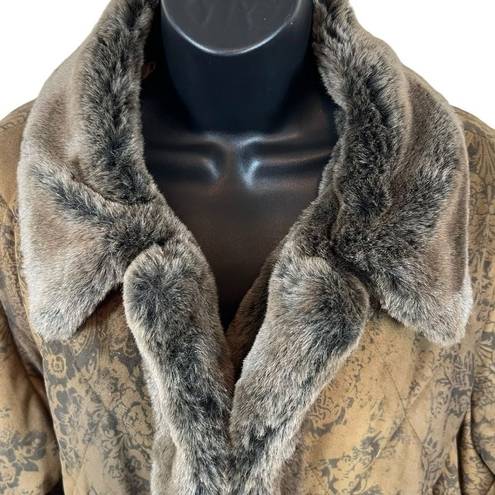 Dennis Basso  Faux Fur Collar Lined Winter Jacket