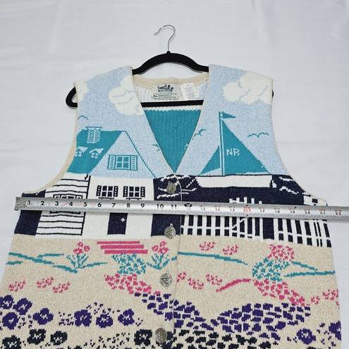 Northern Reflections  Womens Size L Nautical Costal Grandma Cotton Sweater Vest