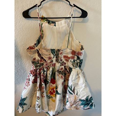 Anthropologie Dahlia Cameo Asymmetrical Peplum  Coquette Floral Top Size L