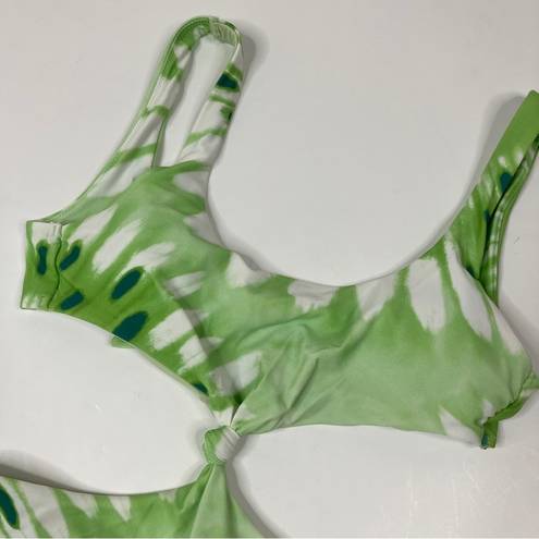 Aerie  | Green Tie-Dye Cutout One Piece Swimsuit S