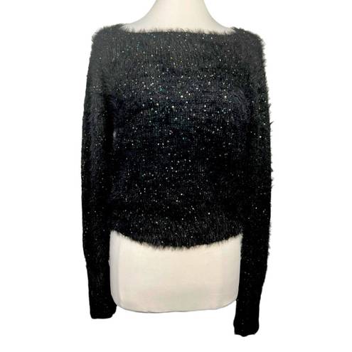 Krass&co NY& Design Studio Fluffy Eyelash Knit & Metallic Sequin Pullover Sweater NWT