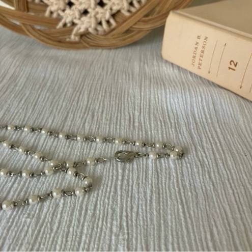 American Vintage Vintage “Marta” Seed Pearl Silver Chain Necklace Elegant Classic Minimal