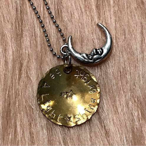 The Moon Be a Light Shine Bright Handstamped Charm Necklace