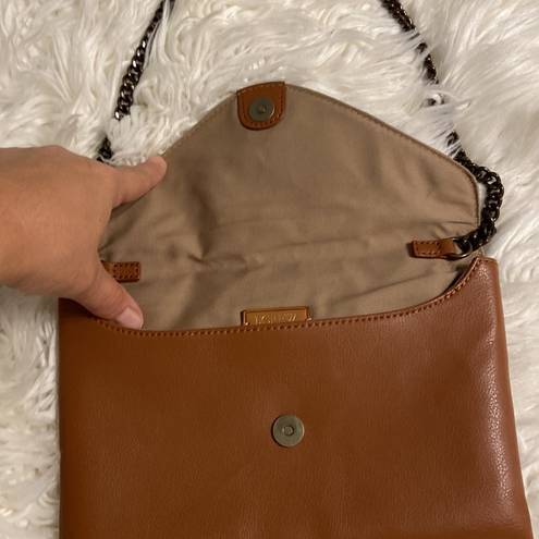 J.Crew  100% Leather Purse /Clutch tan/ brown color excellent condition