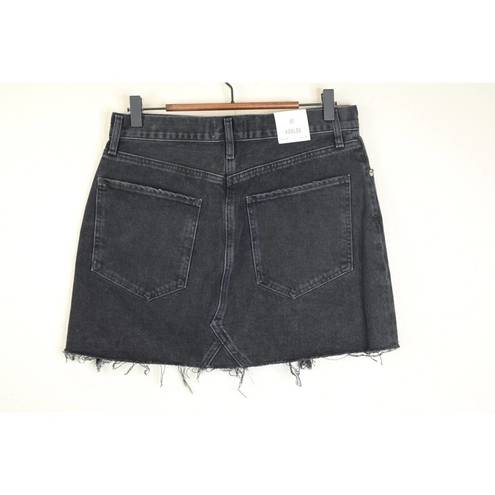 AGOLDE  Womens Distressed Mini Skirt 30 Cult Black Cotton Button Fly Denim NWT