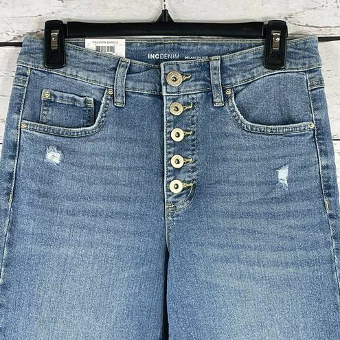 INC  SZ 4/27 Ankle Jeans Delancey Straight Leg High-Rise Distressed Button-Fly