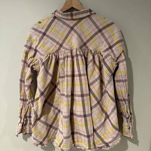 We The Free  Womens Seeking Starlight Plaid Button Front Casual Top Pink S