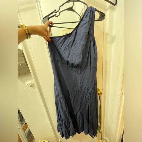 Navy Blue One Shoulder Midi Dress Size M