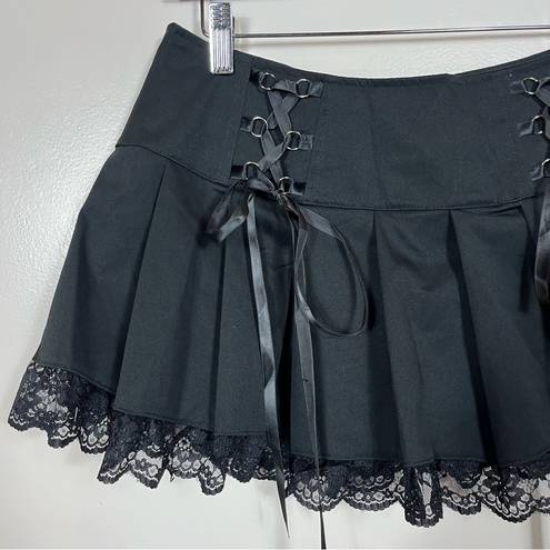 Dolls Kill  Widow SONG OF SADNESS PLEATED SKIRT Medium Lace Goth Witchy Black