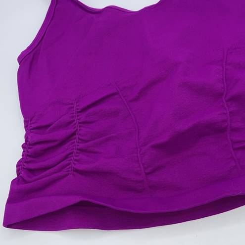 Free People NEW!  Movement GOOD KARMA XS/S Ruched Cropped Tank Top VIVID VIOLET