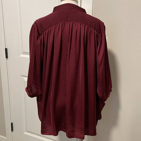 Rebecca Minkoff  burgundy oversized 3/4 sleeve blouse sz M