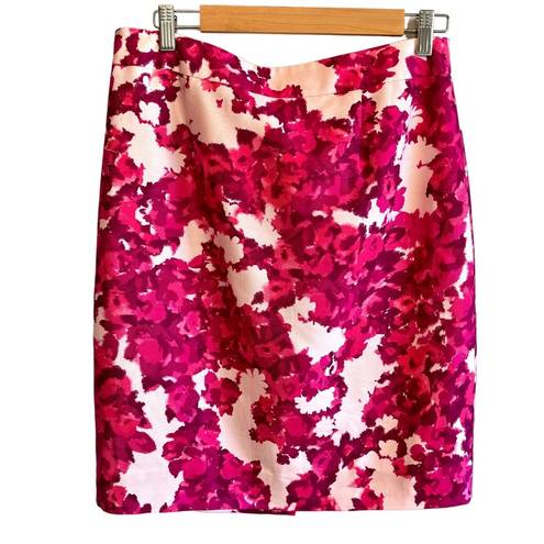 Kate Spade  Jordan Pink Watercolor Floral Silk Blend Pencil Skirt - size 10