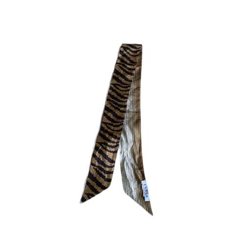 Furla  Women's Black & Brown Modern Zebra Print Scarf One Size