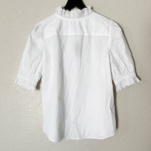 J.Crew  Ruffle-Trim Button-Up Shirt Cotton Poplin White Size XS