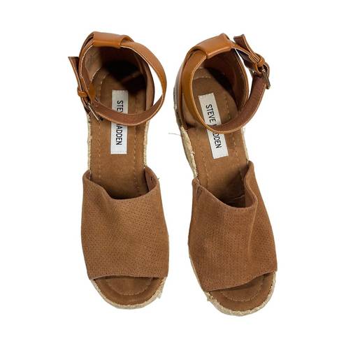 Steve Madden  Josey Sandals Women's Size 8 Brown Wedges Espadrille Ankle Strap