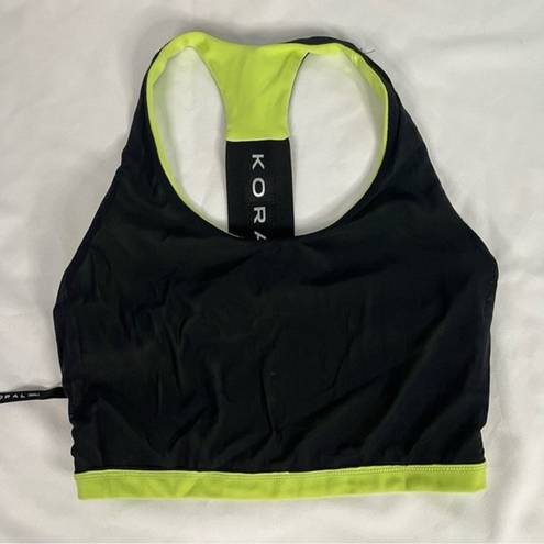 Koral  Womens size S Citrina Neon Yellow Dakota Blackout Bra Gym Racerback Active