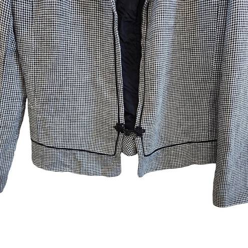 Houndstooth Louben Canada  Black White Linen Blazer Jacket Size 10