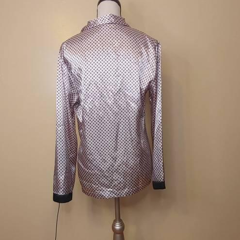 Linea Donatella  Pink Black Size Small S Soft Smooth Pajama Long Sleeve Shirt