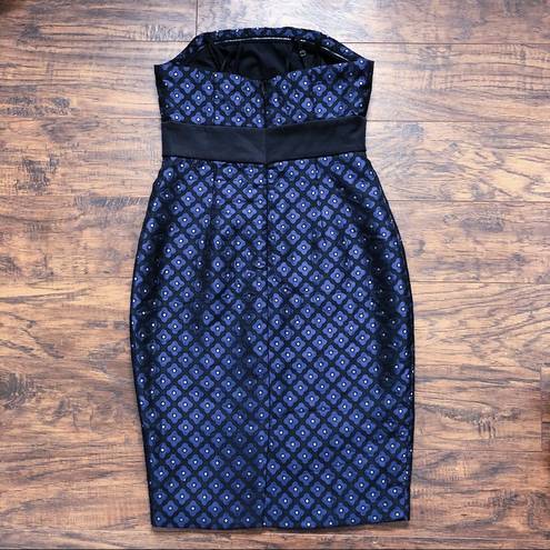 Tracy Reese Plenty by  • Nadia blue jacquard dress sheath strapless party