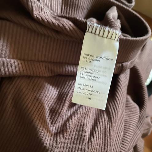 Naked Wardrobe NWOT  Brown Ribbed Leggings