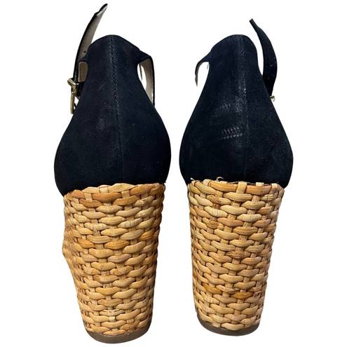 Jessica Simpson  Delirah Black Suede Wedge Sandals 7 1/2