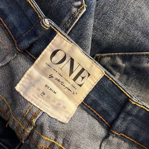 One Teaspoon  Trashed Free Birds Jeans Blue Acid Wash Highly Destroyed SAMPLE