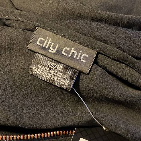 City Chic  Sexy Fling Elbow Sleeve Top - black NWT Size 14