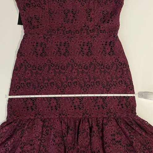 Alexis  Sophia Dress Burgundy Lace tie strap large midi long sleeve purple