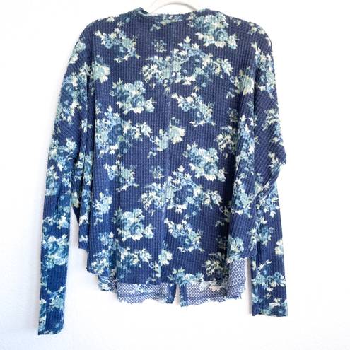 Urban Outfitters Out From Under Floral Button up Waffle Knit Long Sleeve