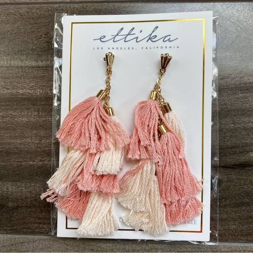 Ettika  Pink Daydreamer Tassel 18k Gold Plated Earrings