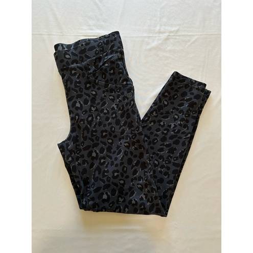 Betabrand  Gray Leopard Pencil Dress Pant Yoga Journey Pull On Skinny Size Large