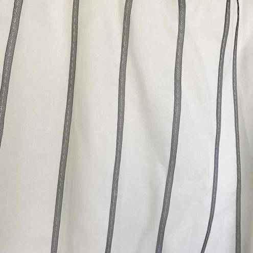 Talbots  Women's 14 Petite White Black Striped Pleated Cotton Skirt NWT 14P