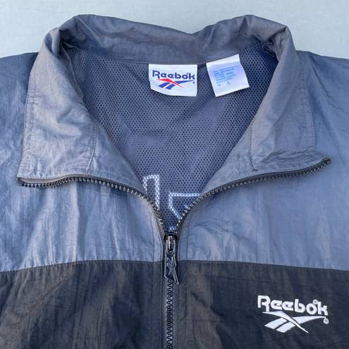 Reebok Vintage 90s  Zip Up Windbreaker Black Blue Jacket