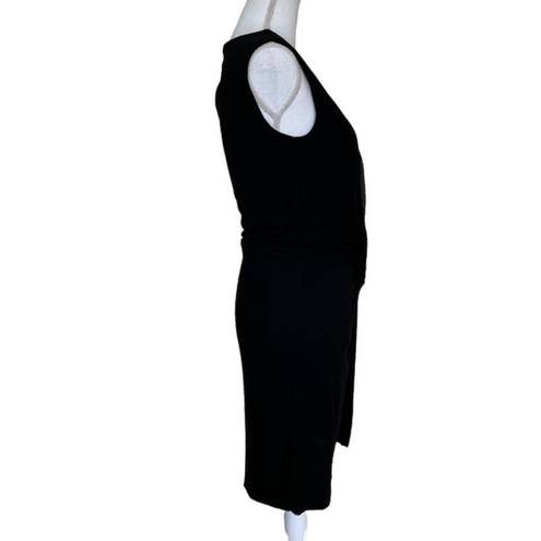 All Saints Black Knit Bodycon Sleeveless Drape Front Knee Length Amelia Dress 6