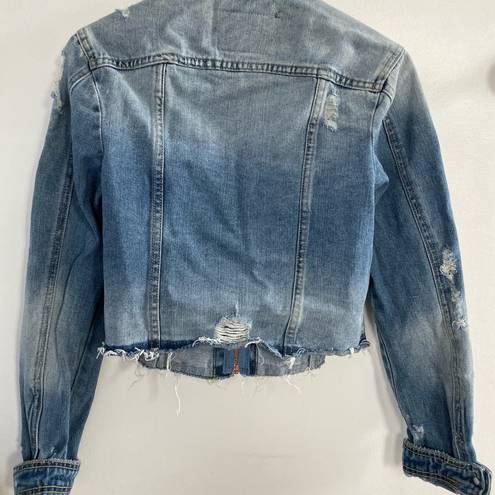 Boom Boom Jeans Cropped Distressed Jean Jacket