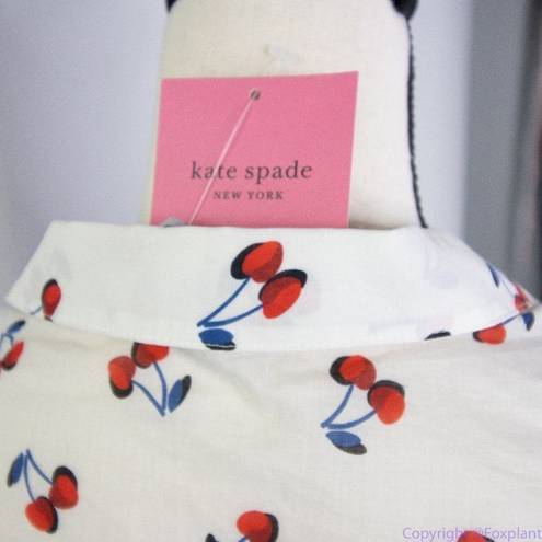 Kate Spade NWT  Cherry toss tie-front top, French cream, all cotton