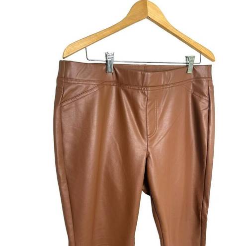 J.Jill  Vegan Faux Leather Leggings Pull On Pants Brown Size Large Petite LP