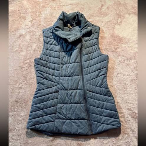 Calia by Carrie  Underwood Asymmetrical Zip Quilted Puffer Vest Gray Sz Xsmall