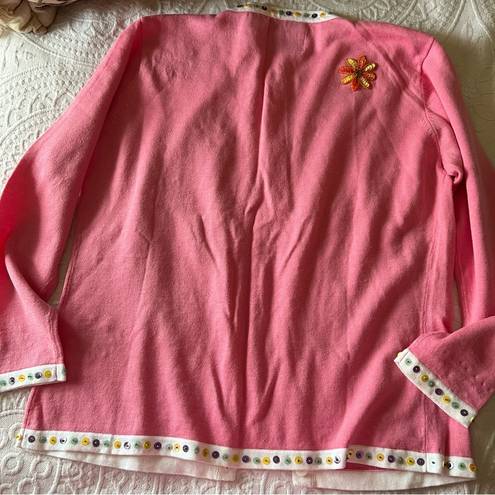 Daisy VINTAGE STORYBOOK KNITS Sequin flower  cardigan sweater SIZE SMALL BRATZ