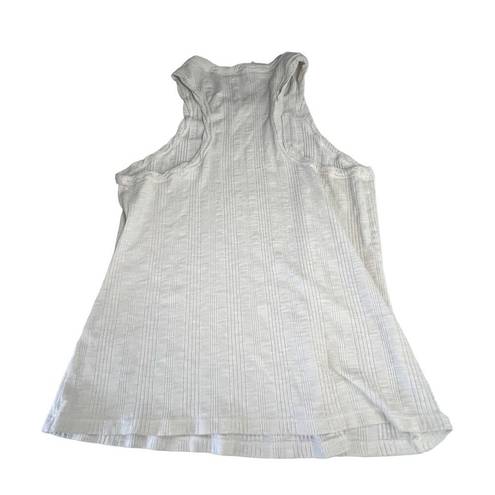 Pilcro  Women's High Neck Pleated White Top Size L Small Pattern