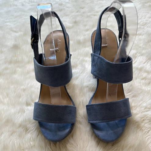 Apt. 9  Blue Suede Platform Open Toe Heels Women's 9M