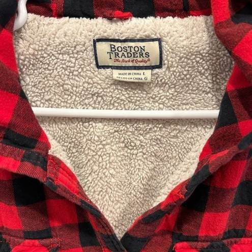 Boston Traders Womens Flannel Sherpa Lined Shacket Size Large