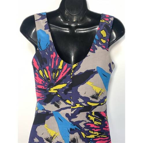 Trina Turk  Women's Abstract Floral Silk Lined Sleeveless Dress Multicolor Small