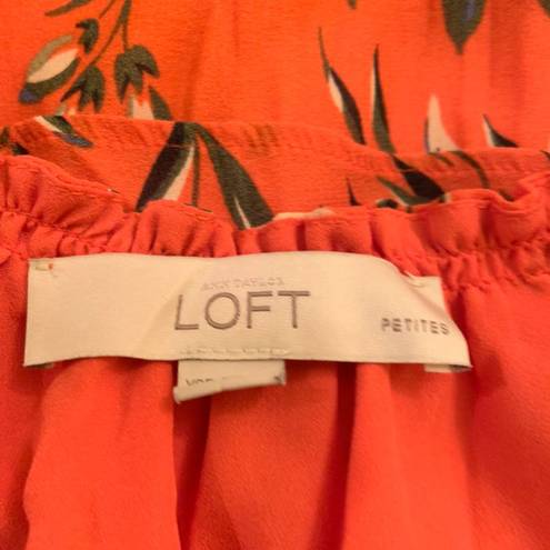 Loft Tropical Orange Floral Ruffle Tiered Dress