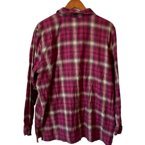 Gloria Vanderbilt 2X Zip Up Plaid Flannel Long Sleeve Shirt